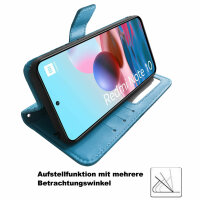 Schutz Hülle Xiaomi Redmi Note 10 Handy Tasche Flip Case Etui Schale TPU Wallet Blau