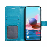 Schutz Hülle Xiaomi Redmi Note 10 Handy Tasche Flip Case Etui Schale TPU Wallet Blau