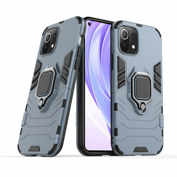 Schutz Hülle für Xiaomi Mi 11 Lite 5G / 4G Ring Case Cover Handy Tasche Outdoor  Türkis