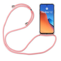 Handykette für Xiaomi Redmi 12 Handyhülle mit Band Case Hülle mit Kordel Hand Rosa