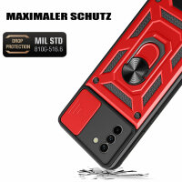 Outdoor Panzer Hülle Nokia G11 G21 Handyhülle mit Slide Kameraschutz Ringhalter Rot