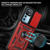 Outdoor Panzer Hülle für Xiaomi 12T / 12T Pro mit Kameraschutz Ringhalter Rot