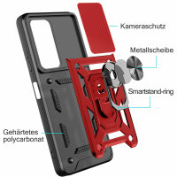 Outdoor Panzer Hülle für Xiaomi 12T / 12T Pro mit Kameraschutz Ringhalter Rot