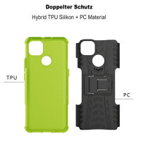 Handy Tasche Lenovo Motorola Panzer Hülle Hybrid Case Cover Schutzhülle Bumper Motorola Moto G9 Power Grün