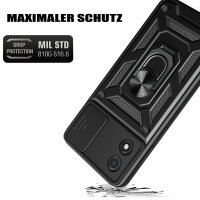 Outdoor Panzer Hülle Motorola Moto E13 Handyhülle mit Kameraschutz Ringhalter Schwarz