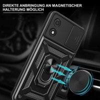Outdoor Panzer Hülle Motorola Moto E13 Handyhülle mit Kameraschutz Ringhalter Schwarz