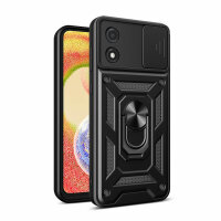 Outdoor Panzer Hülle Motorola Moto E13 Handyhülle mit Kameraschutz Ringhalter Schwarz