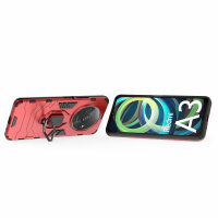 Hülle Xiaomi Redmi A3 Handyhülle Stoßfest 360° Drehbarer Ring Case Back Cover Rot