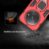 Hülle Xiaomi Redmi A3 Handyhülle Stoßfest 360° Drehbarer Ring Case Back Cover Rot