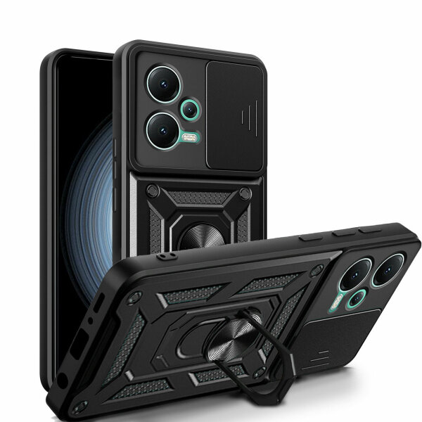 Outdoor Hülle Xiaomi Redmi Note 12 5G / Poco X5 5G Handyhülle mit Kameraschutz Schwarz