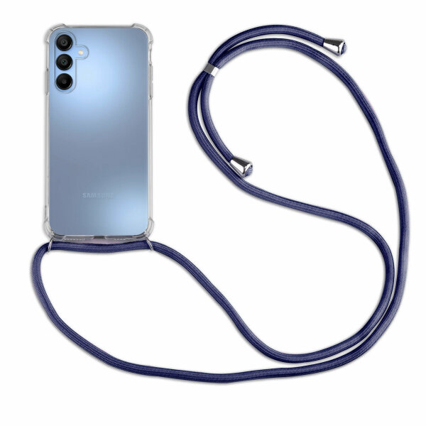 Handykette für Samsung Galaxy A15 Handyhülle mit Band Case Hülle mit Kordel Hand Blau