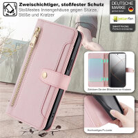 Handykette Xiaomi Hülle mit Band Handyhülle Kartenfächer PU Leder Umhängetasche 14 Pro Rosa