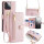 Handykette Xiaomi Hülle mit Band Handyhülle Kartenfächer PU Leder Umhängetasche 14 Pro Rosa