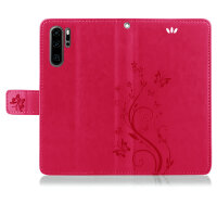 Huawei Handy Tasche Handyhülle Schutz Hülle Blumen Flip Cover Buch Case Etui Huawei P30 Pro Pink