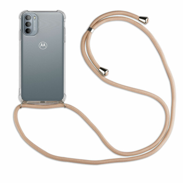 Handykette für Motorola Moto G31 / G41 Handyhülle mit Band Hülle mit Kordel  Beige / Braun