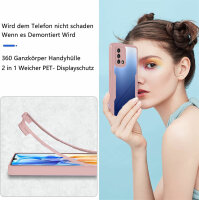 360° Grad Hülle für Oppo A74 4G Handyhülle vollschutz Integriertem Displayschutz Rosa