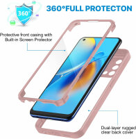 360° Grad Hülle für Oppo A74 4G Handyhülle vollschutz Integriertem Displayschutz Rosa