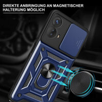 Outdoor Panzer Hülle Motorola Moto G73 5G Handyhülle mit Kameraschutz Ringhalter Blau