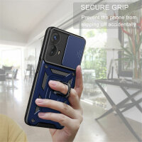 Outdoor Panzer Hülle Motorola Moto G73 5G Handyhülle mit Kameraschutz Ringhalter Blau