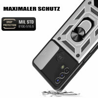 Outdoor Panzer Hülle Motorola Moto E20 E30 E40 Handyhülle Kameraschutz Ringhalte Silber