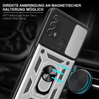 Outdoor Panzer Hülle Motorola Moto E20 E30 E40 Handyhülle Kameraschutz Ringhalte Silber