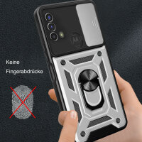 Outdoor Panzer Hülle Motorola Moto E20 E30 E40 Handyhülle Kameraschutz Ringhalte Silber