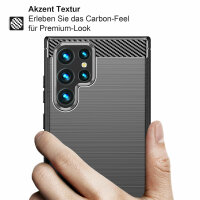 Schutz Hülle für Samsung Galaxy S22, S22+, S22 Ultra, Silikon Case Outdoor TPU Galaxy S22 Ultra ( Carbon )