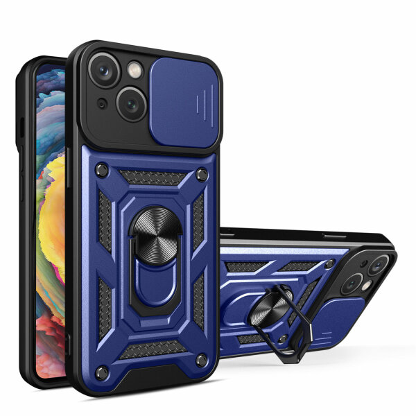 Handyhülle für Apple iPhone 15 Pro Max - Ring Panzer Case Blau