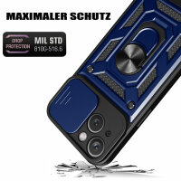 Handyhülle für Apple iPhone 15 Pro Max - Ring Panzer Case Blau