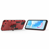 Realme C11 ( 2021 ), Schutz Hülle Handy Tasche Ring Case Silikon Cover Bumper BF Rot