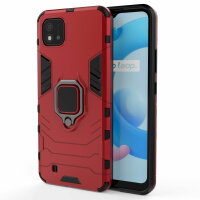 Realme C11 ( 2021 ), Schutz Hülle Handy Tasche Ring Case Silikon Cover Bumper BF Rot