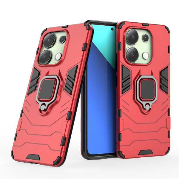 Hülle Xiaomi Redmi Note 13 4G Handyhülle Drehbar Ringhalter Magnet Bumper Case Rot