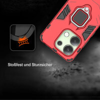 Hülle Xiaomi Redmi Note 13 4G Handyhülle Drehbar Ringhalter Magnet Bumper Case Rot