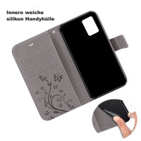 Handy Tasche für Samsung Galaxy A51 SM-A515 Hülle Case Buchhülle Klapphülle TPU Blume Grau