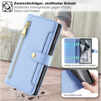 Handykette Samsung Hülle mit Band Handyhülle Kartenfächer PU Leder Umhängetasche Galaxy S24 Ultra Hellblau