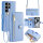 Handykette Samsung Hülle mit Band Handyhülle Kartenfächer PU Leder Umhängetasche Galaxy S24 Ultra Hellblau