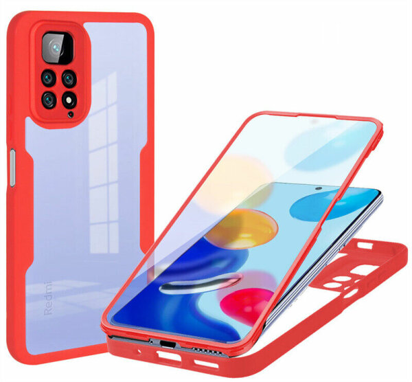 360° Grad Hülle Xiaomi Redmi Note 11 / 11S vollschutz Integriertem Displayschutz Rot