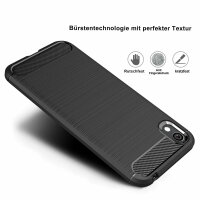 Huawei Y5 2019 Carbon Hülle Schutzhülle TPU Bumper Outdoor Handy Tasche Cover