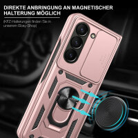 Outdoor Panzer Hülle für Samsung Galaxy Z Fold 5 mit Kameraschutz Ringhalter  Rosegold