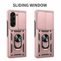 Outdoor Panzer Hülle für Samsung Galaxy Z Fold 5 mit Kameraschutz Ringhalter  Rosegold