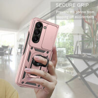 Outdoor Panzer Hülle für Samsung Galaxy Z Fold 5 mit Kameraschutz Ringhalter  Rosegold