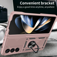 Outdoor Panzer Hülle für Samsung Galaxy Z Fold 5 mit Kameraschutz Ringhalter  Rosegold