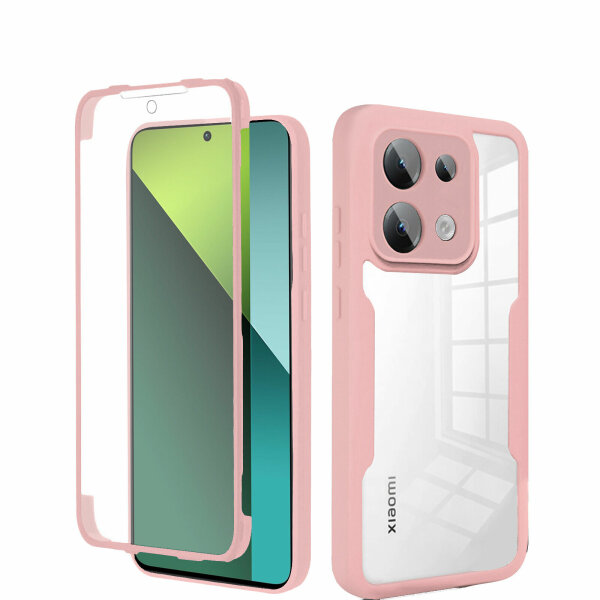 360° Grad Hülle Xiaomi Redmi Note 13 Pro 5G mit Integriertem Displayschutz Rosa