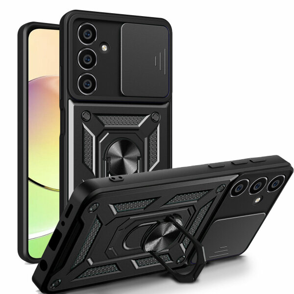 Outdoor Panzer Hülle für Samsung Galaxy A05s mit Kameraschutz Ringhalter Bumper  Schwarz