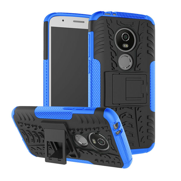 Handy Tasche Lenovo Motorola Panzer Hülle Hybrid Case Cover Schutzhülle Bumper Motorola Moto E5 Play Blau