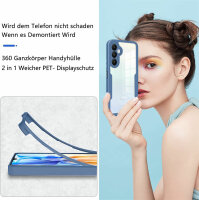 360° Hülle für Samsung A55, 360 Grad Handyhülle mit Integriertem Displayschutz Blau
