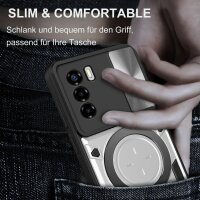 Outdoor Panzer Hülle für ZTE Handyhülle mit Slide Kameraschutz Ringhalter Bumper Blade A73 4G / V50 Smart Silber