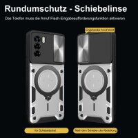 Outdoor Panzer Hülle für ZTE Handyhülle mit Slide Kameraschutz Ringhalter Bumper Blade A73 4G / V50 Smart Silber