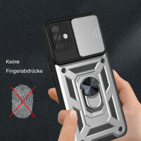 Outdoor Panzer Hülle für Samsung Galaxy A51 mit Kameraschutz Ringhalter  Silber