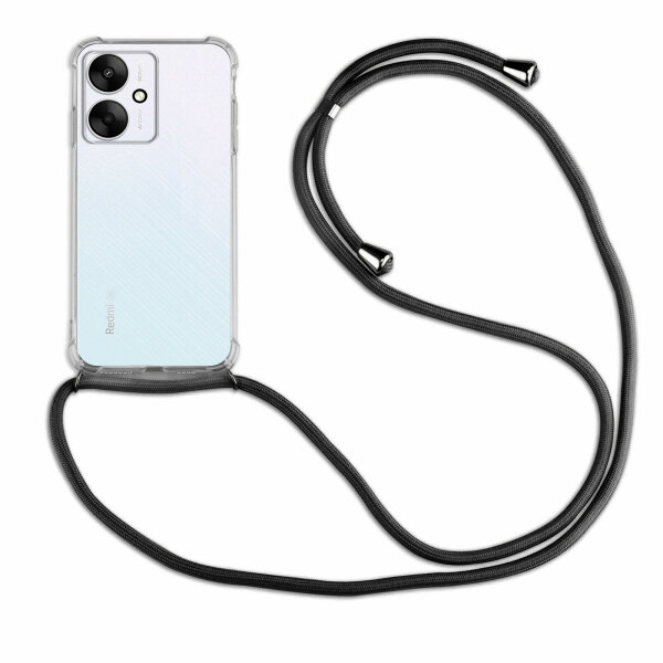 Handykette Xiaomi Redmi 13C / Poco C65 Handyhülle mit Band Hülle mit Kordel Schwarz